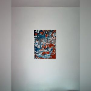 Blue & Orange Explosion Handmade Painting size 18’’x24’’ Acrylic paint Wall Art